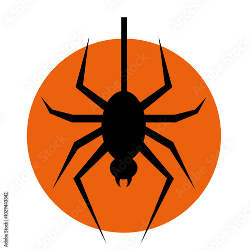 halloween icon spider on a web icon in orange background