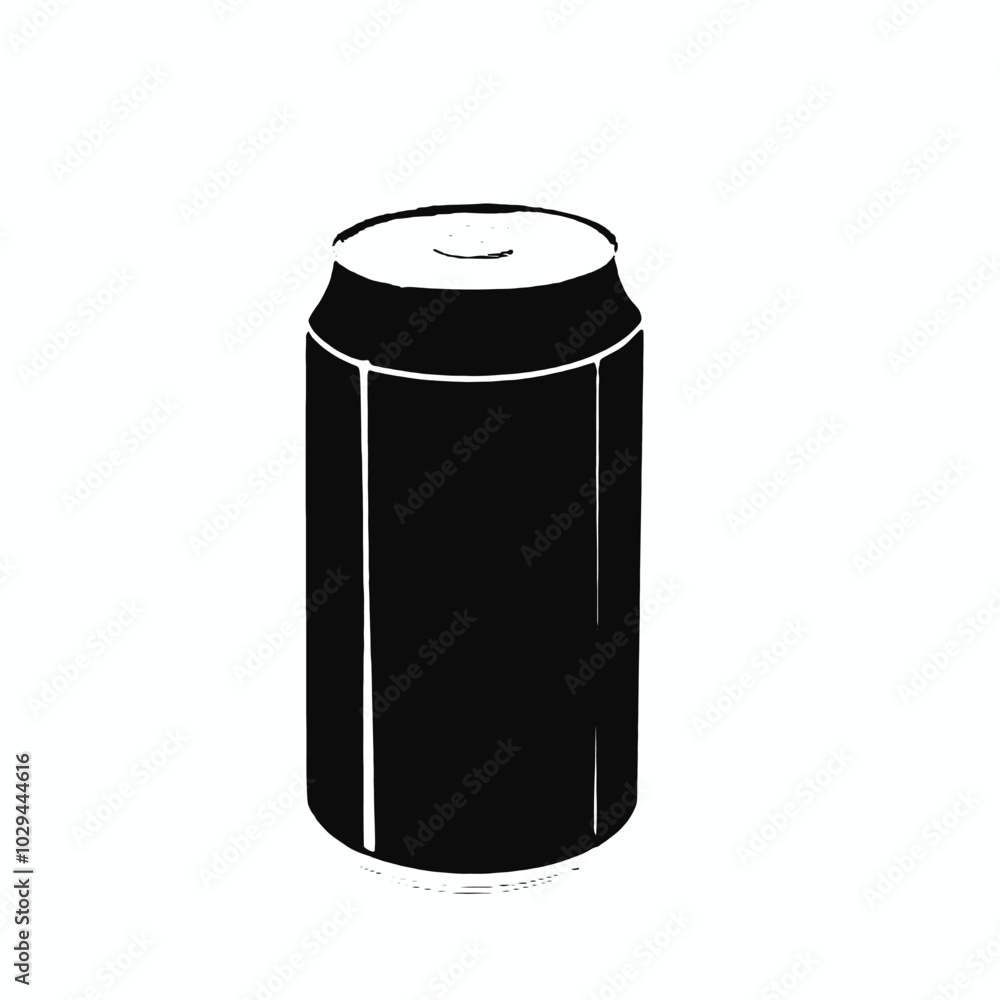 A black soda can with a silver lid, vector silhouette A black soda can with a silver lid, vector silhouette