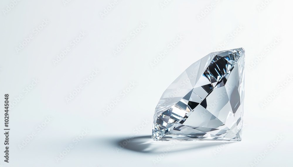 Shiny and radiant diamond, high-quality cut with gleaming facets, representing elegance and timeless beauty, crisp white background Shiny and radiant diamond, high-quality cut with gleaming facets, representing elegance and timeless beauty, crisp white background