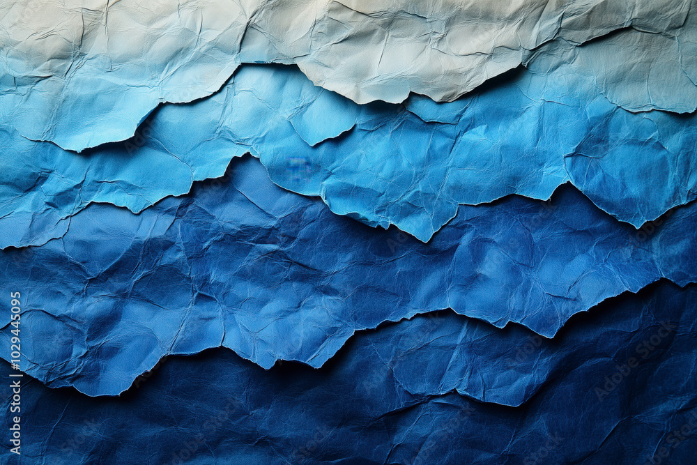 Obraz premium Blue paper. It appears to have a tonal gradient, where the blue ranges from darker shades at the top to slightly lighter tones near the middle and bottom