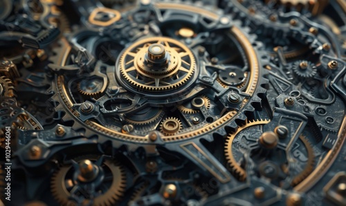 Intricate clockwork mechanism, 4K hyperrealistic photo photo