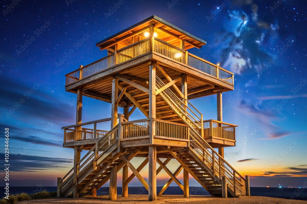Observation tower silhouette against night sky Observation tower silhouette against night sky
