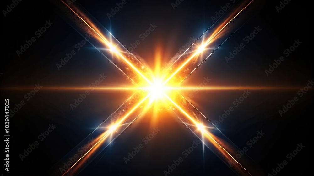 Obraz premium Realistic x shape light flare on black background