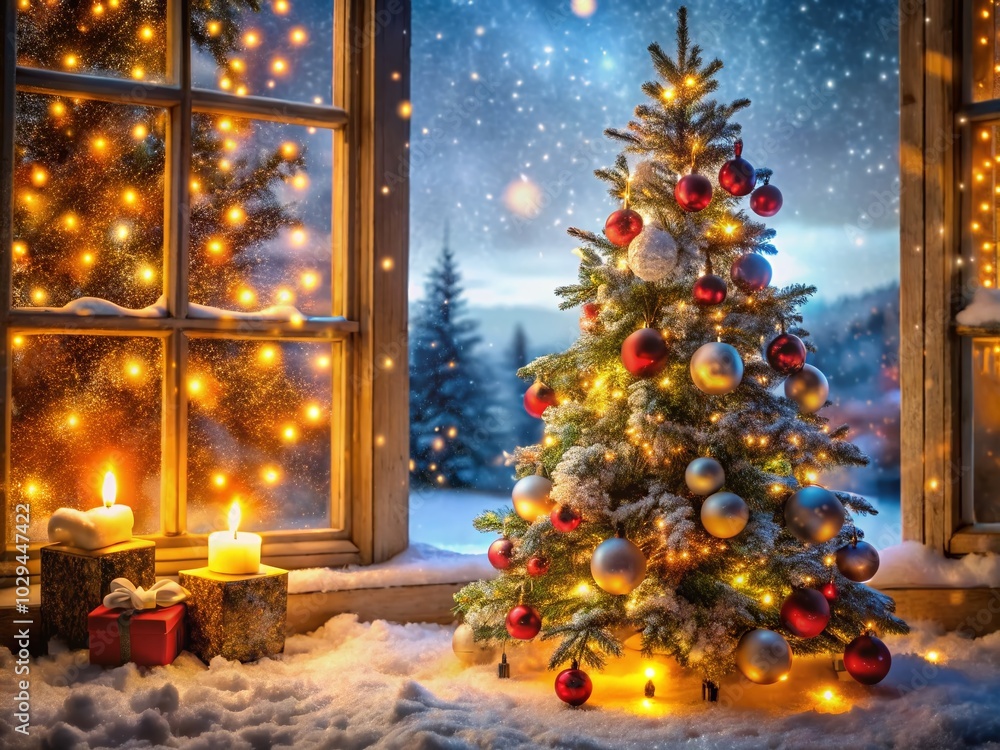 Magical Christmas Anticipation with Bokeh Lights and Winter Charm Magical Christmas Anticipation with Bokeh Lights and Winter Charm