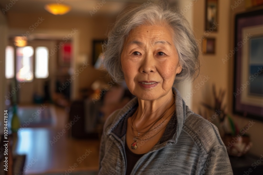 Portrait of a smiling senior woman in her home Portrait of a smiling senior woman in her home