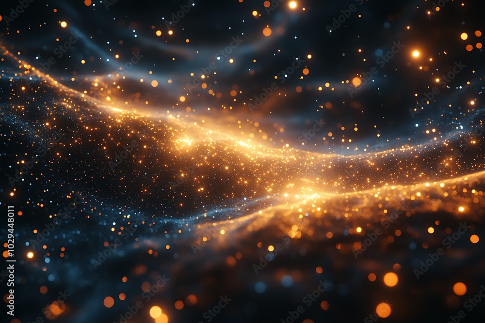 Naklejka premium Abstract background with glowing golden bokeh lights