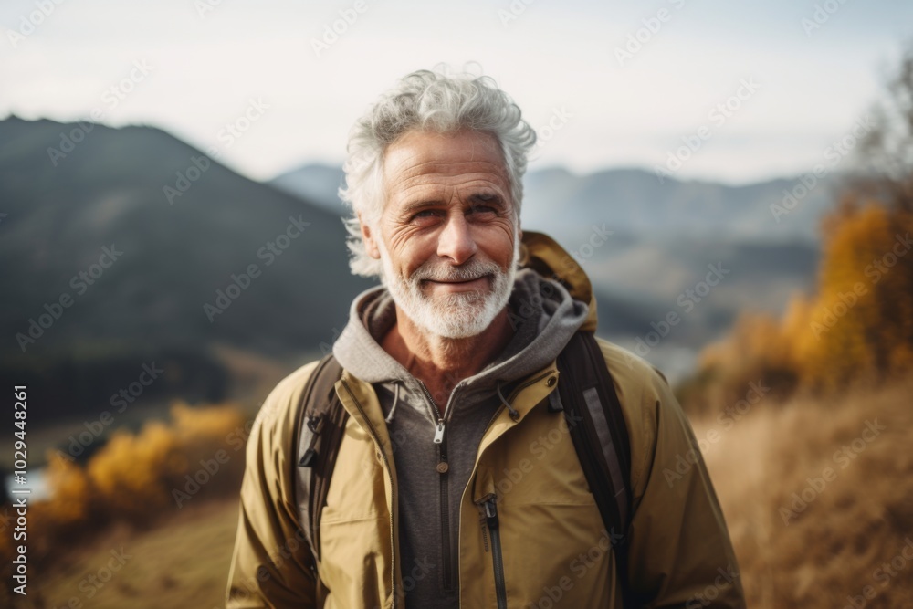 Portrait of a active seniors on country walk Portrait of a active seniors on country walk