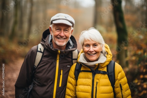 Portrait of a active seniors on country walk