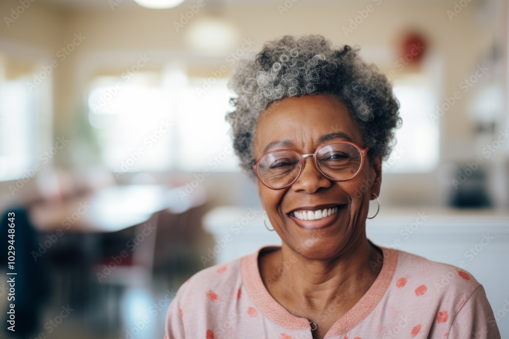 Portrait of a elderly African American woman smiling in nursing home Portrait of a elderly African American woman smiling in nursing home