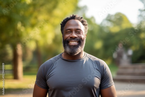 Portrait of a middle aged body positive African American man