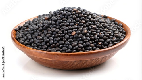 Silhouette of Black Urad Dal Lentil Beans in a Bowl isolated on white