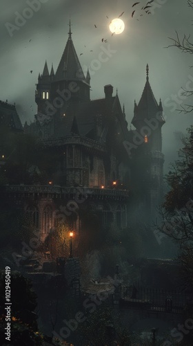 Shadowy stronghold of ancient vampires, 4K hyperrealistic photo