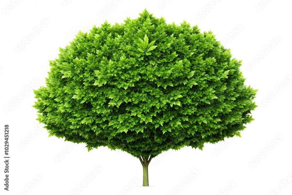 Obraz premium Silhouette of lush green bush on white background isolated