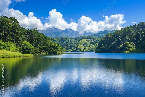 lake and mountains