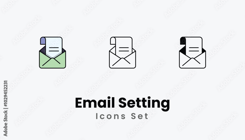 Email Setting Icons thin line and glyph vector icon stock illustration Email Setting Icons thin line and glyph vector icon stock illustration
