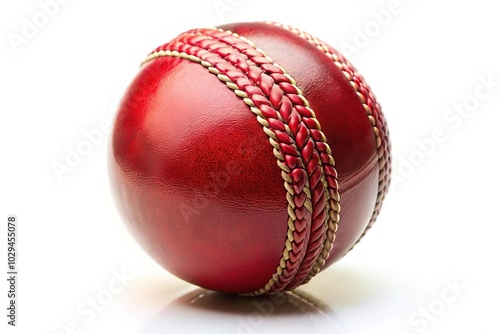 red cricket leather ball isolated on white background