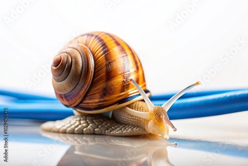 Slow internet speed illustrated by a snail on a cable