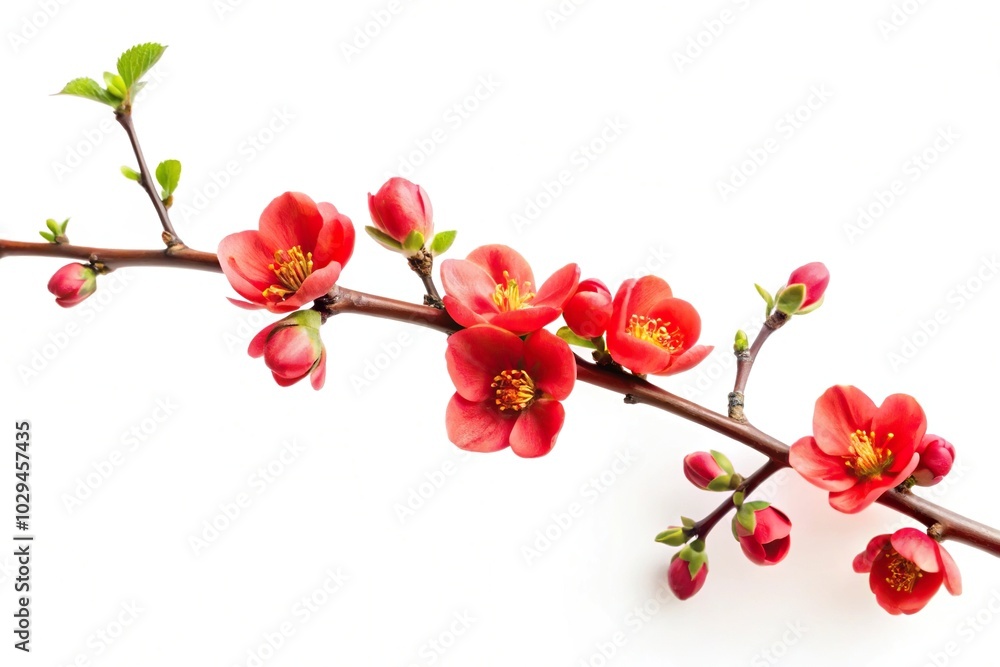 Naklejka premium Red flower branch isolated on white background