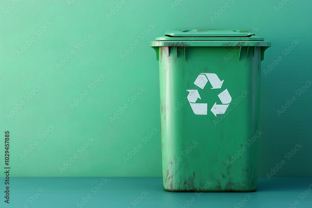 Recycle bin with recycle logo, waste management and recycling concept Recycle bin with recycle logo, waste management and recycling concept