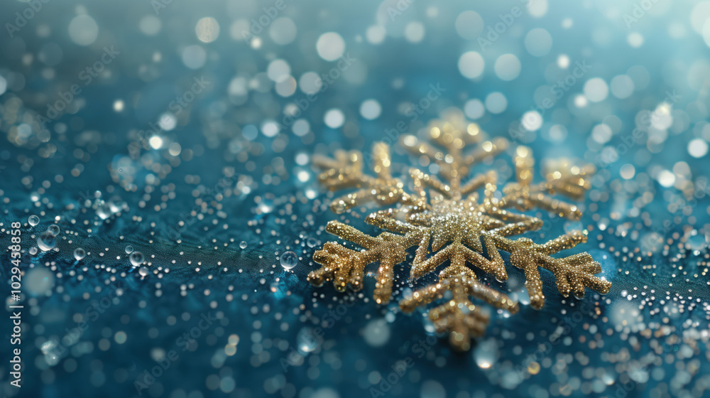Intricate snowflakes glitter on isolated blue gradient, Christmas background Intricate snowflakes glitter on isolated blue gradient, Christmas background