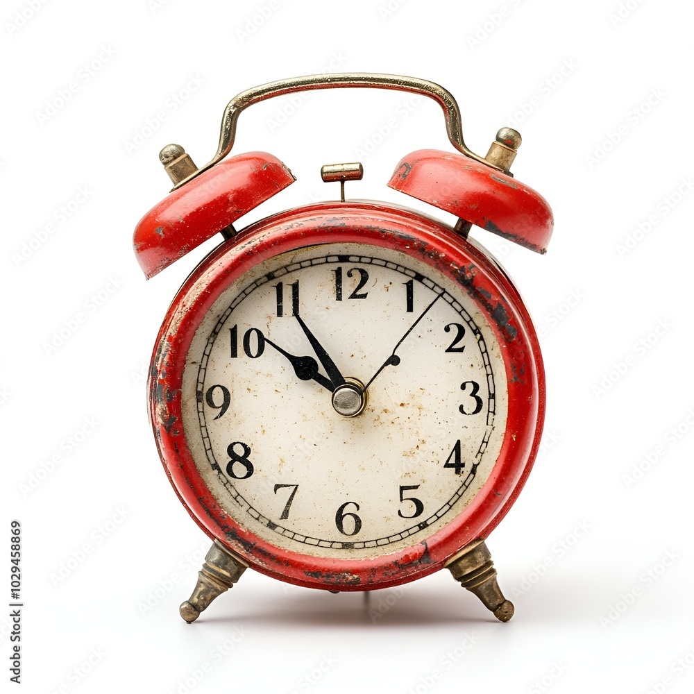 Classic Red Alarm Clock on White Classic Red Alarm Clock on White