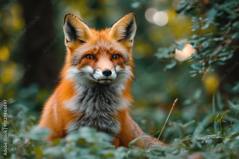 Obraz premium Wild red fox posing in the forest