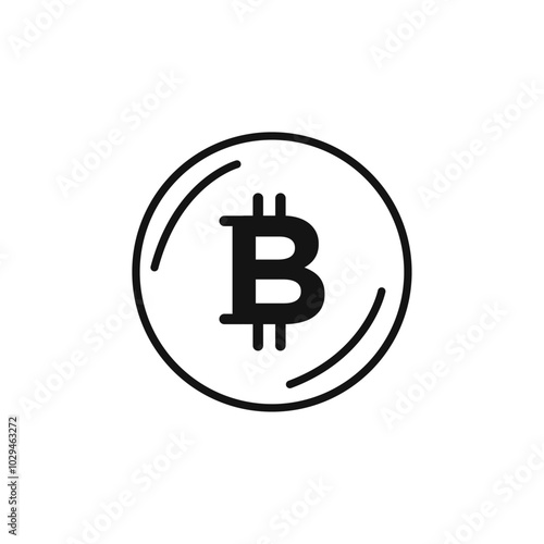 Bitcoin Icon Thin line art isolated