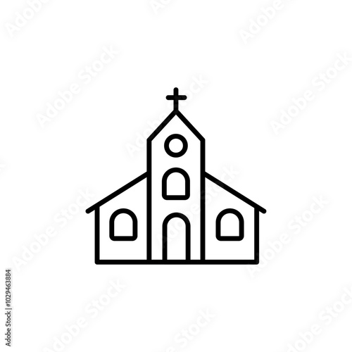 Church icon Thin line art isolated