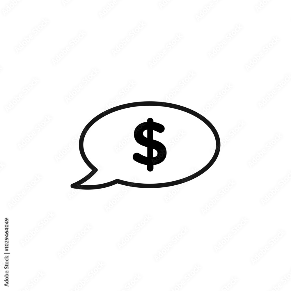 Comment dollar icon Thin line art isolated Comment dollar icon Thin line art isolated