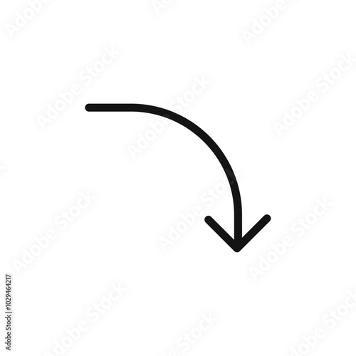 Curved arrow icon Thin line art isolated