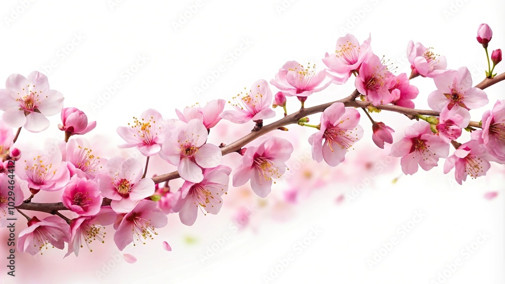 Spring blossom pink wave isolated on white Spring blossom pink wave isolated on white