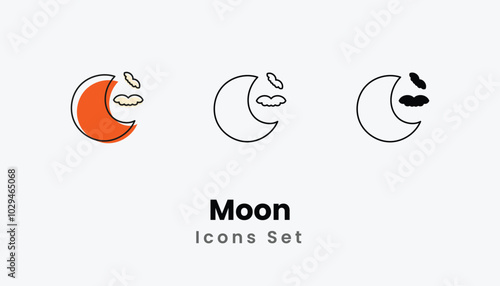 Moon hand draw doodle icons vector set stock illustration