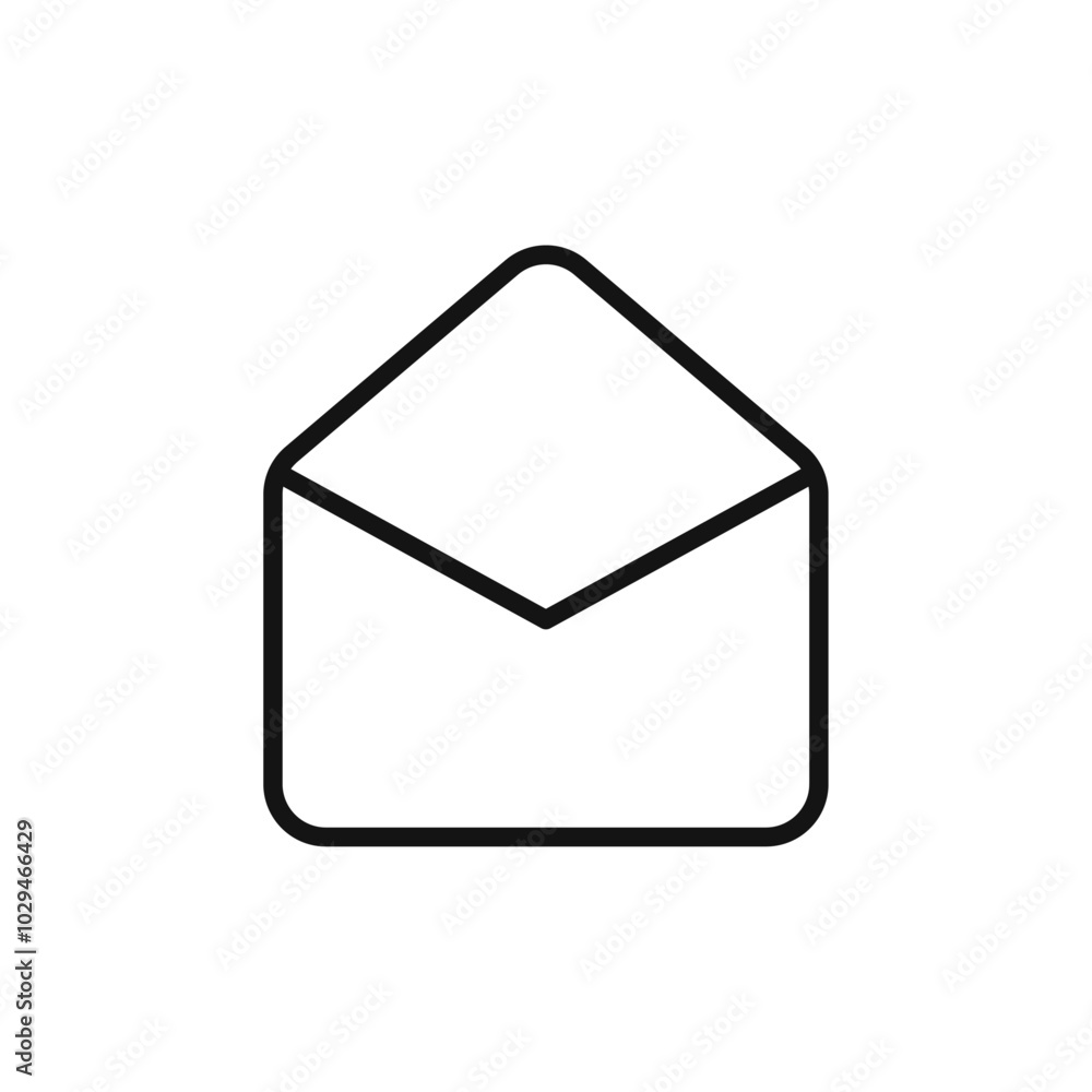 Open envelope icon Thin line art isolated Open envelope icon Thin line art isolated