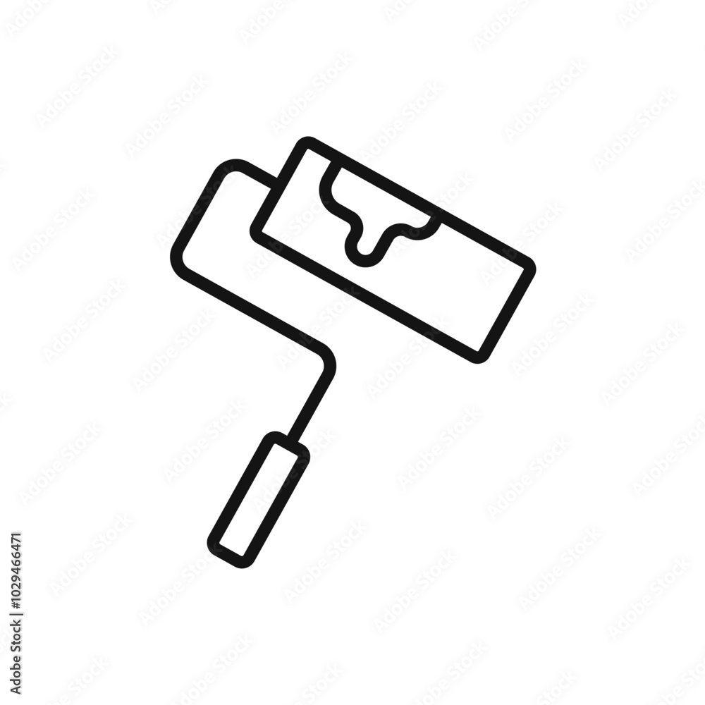 Paint roller icon Thin line art isolated Paint roller icon Thin line art isolated