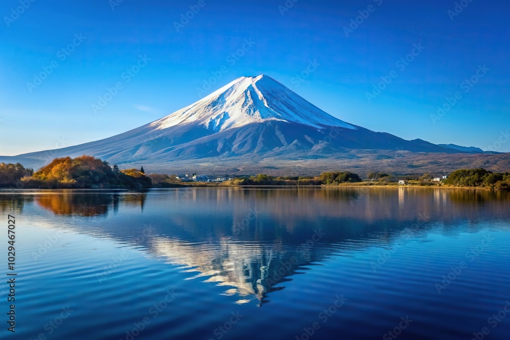 Outstanding peak of Mount Fuji isolated on clear sky background Outstanding peak of Mount Fuji isolated on clear sky background