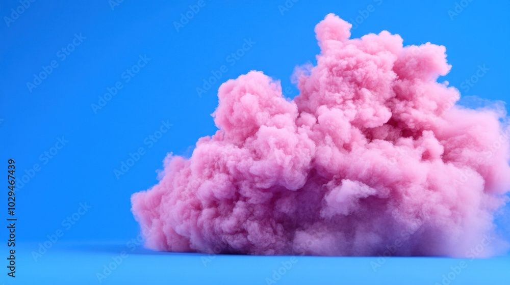 A striking pink smoke cloud rises and swirls dynamically against a vivid blue backdrop, showcasing a blend of colors that captivates the viewer's attention A striking pink smoke cloud rises and swirls dynamically against a vivid blue backdrop, showcasing a blend of colors that captivates the viewer's attention