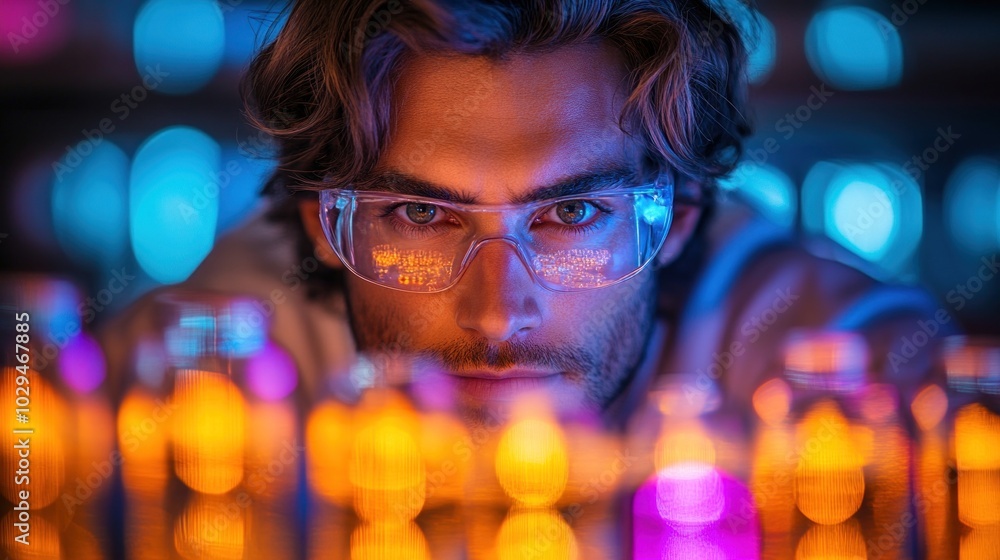 Scientist conducting an experiment in a laboratory, illustrating the research and discovery process in scientific professions Scientist conducting an experiment in a laboratory, illustrating the research and discovery process in scientific professions