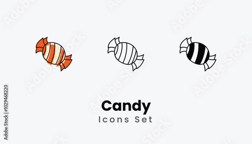 Candy hand draw doodle icons vector set stock illustration