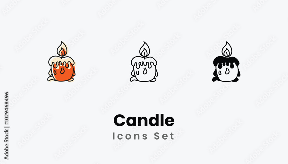Candle hand draw doodle icons vector set stock illustration Candle hand draw doodle icons vector set stock illustration