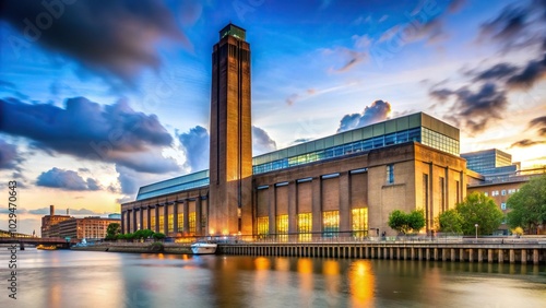 Stock photo of Tate Modern art gallery in South Bank powerstation with London theme in extreme close-up