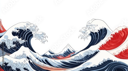 Great Wave of Kanagawa - Minimalist Art. photo