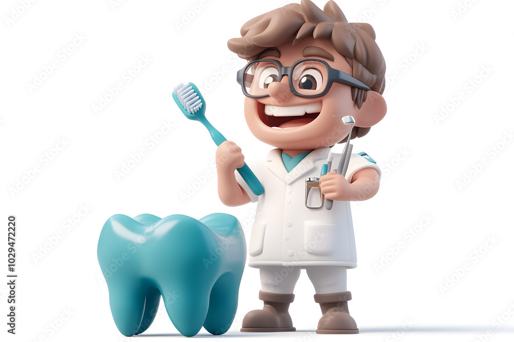 a dentist holding a toothbrush and dental tools, isolated on a white background a dentist holding a toothbrush and dental tools, isolated on a white background