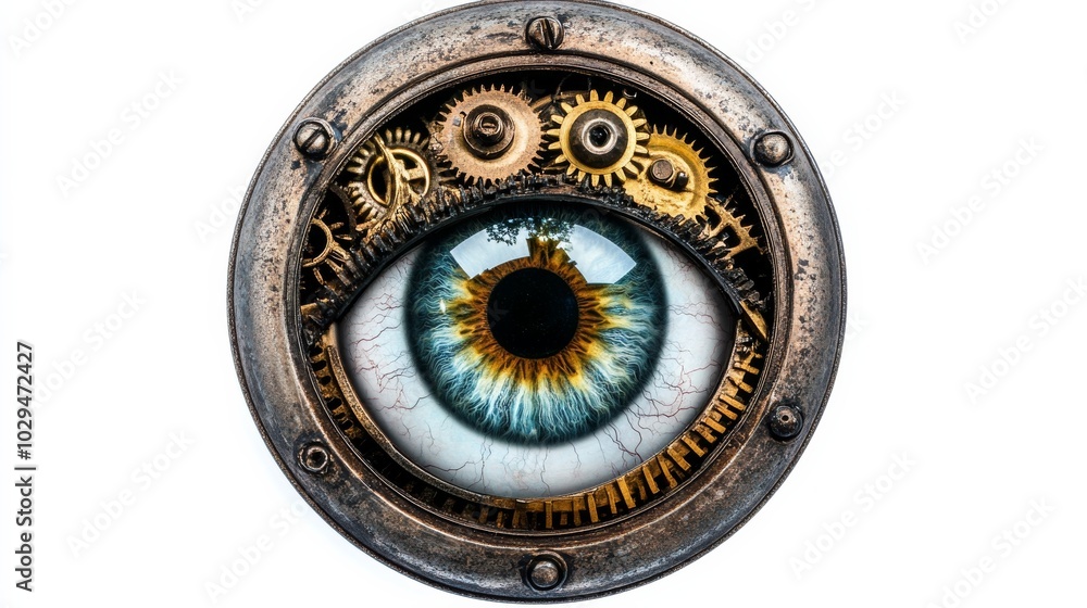 Naklejka premium Steampunk Eye with Gears.