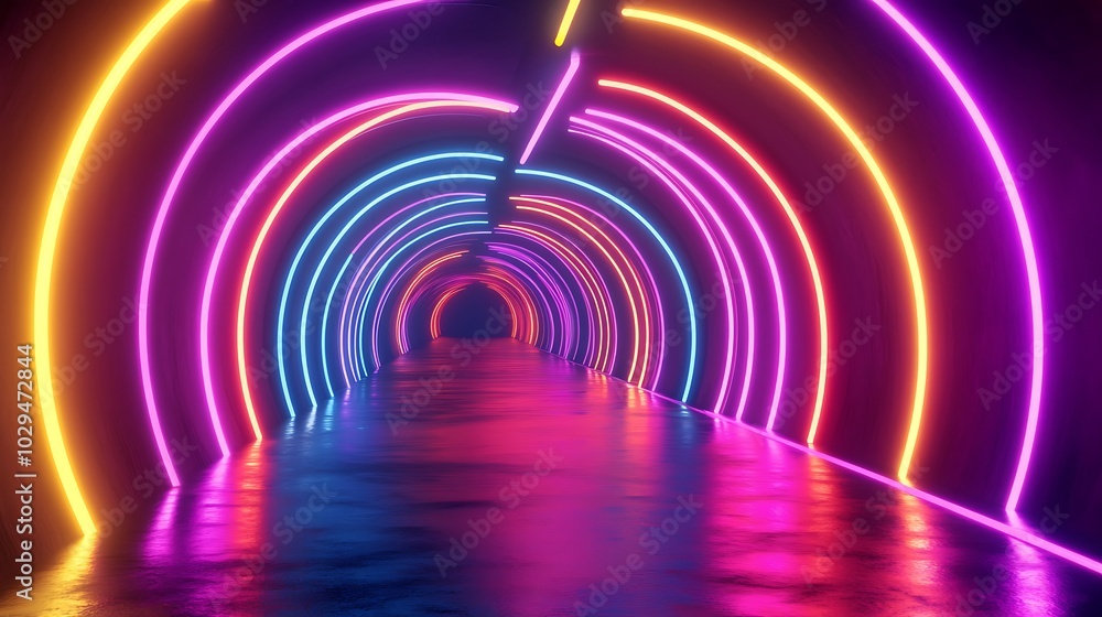 Neon Light Art Waves Flowing Vibrant Abstract Design Neon Light Art Waves Flowing Vibrant Abstract Design
