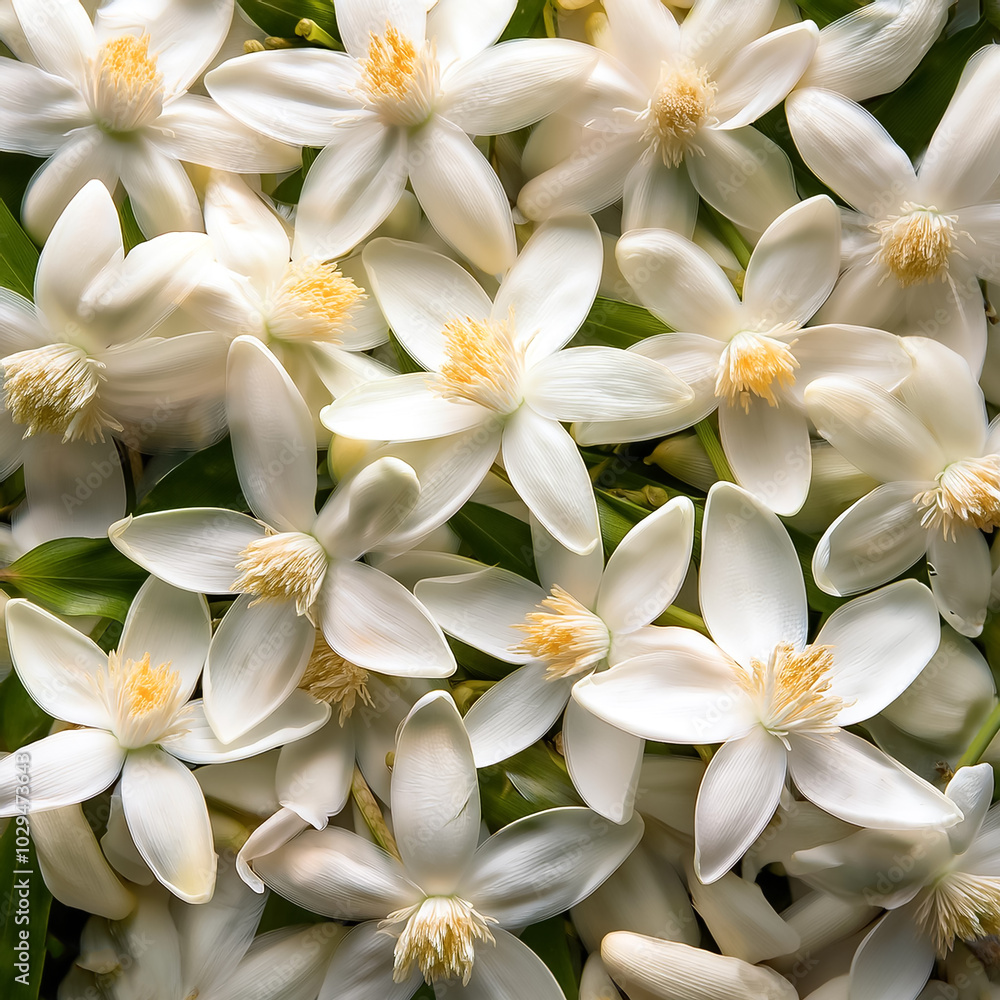 A Neroli blossom. White citrus tree bloom pattern texture background A Neroli blossom. White citrus tree bloom pattern texture background