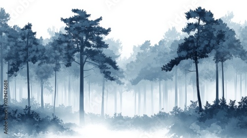 Wallpaper Mural Misty Forest Landscape. Torontodigital.ca