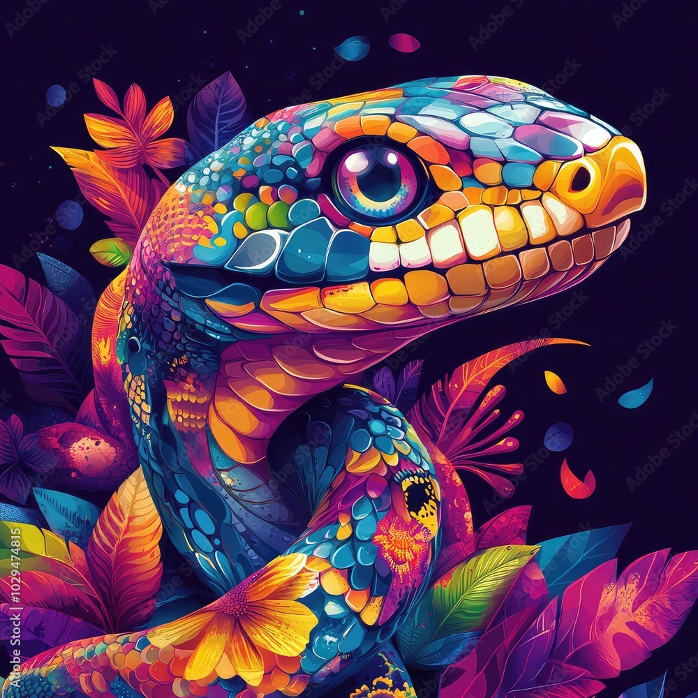Obraz premium Vibrant and Colorful Snake Illustrations