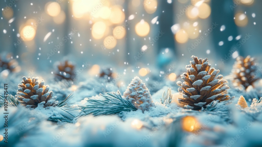 Snow-Covered Pine Cones in a Winter Wonderland. Snow-Covered Pine Cones in a Winter Wonderland.
