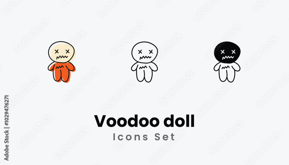 Voodoo doll hand draw doodle icons vector set stock illustration Voodoo doll hand draw doodle icons vector set stock illustration