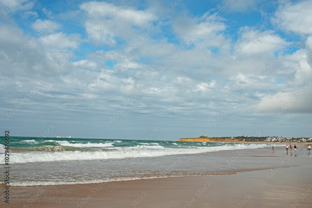 La Barrosa sand beach in Novo Sancti Petri in Andalusia La Barrosa sand beach in Novo Sancti Petri in Andalusia